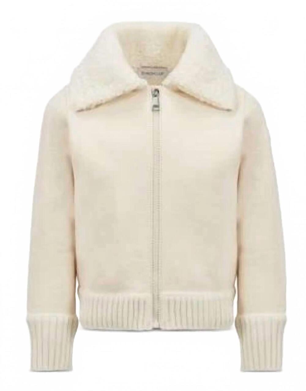 NEW MONCLER girls' zip up cardigan in cream